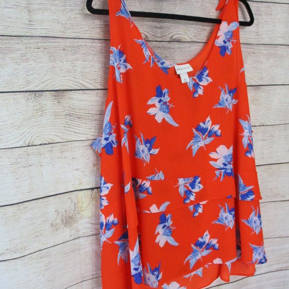 Ava & Viv Orange Floral Sleeveless 4X Blouse - Picture 3 of 10